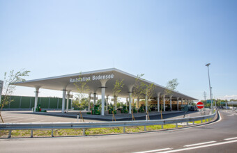 Die fertiggestellte Raststation Bodensee Hörbranz.